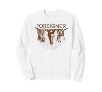 Foreigner Texas Longhorn with Flags Western Vintage Band Sweatshirt, Adult Unisex, White, Large