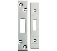 Forend Strike and Fixing Pack - Suitable for Deadlocks - Bright Stainless Steel | Forend Strike & Fixing Protective Plate Set - Door Lock Furnishings - Forend Plate, Strike Plate and Screws Included
