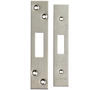 Loops Satin Stainless Steel Deadbolt Lock - 4 Pack - Forend Strike & Fixing Protective Plate Set - Suitable for Deadlocks - Modern Style - Lockable - Touch Control Method