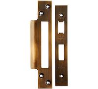 Forend Strike and Fixing Pack - Suitable for Sashlocks - Antique Brass | Forend Strike & Fixing Protective Plate Set - Door Lock Furnishings - Forend Plate, Strike Plate and Screws Included