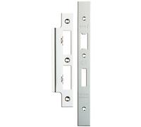 Forend Strike & Fixing Pack For DIN Euro Sash & Bathroom Lock Bright Steel