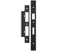 Forend Strike & Fixing Pack - for DIN Euro Sash & Bathroom Lock - Matt Black | Forend Strike & Fixing Protective Plate Set - Door Lock Furnishings - Forend Plate, Strike Plate and Screws Included
