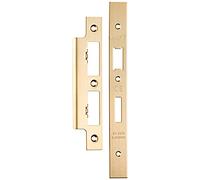 Forend Strike & Fixing Pack - for DIN Euro Sash & Bathroom Lock - Satin Brass | Forend Strike & Fixing Protective Plate Set - Door Lock Furnishings - Forend Plate, Strike Plate and Screws Included