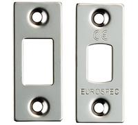 Forend Strike & Fixing Pack - Suitable for Tubular Deadbolt - Bright Steel | Forend Strike & Fixing Protective Plate Set - Door Lock Furnishings - Forend Plate, Strike Plate and Screws Included