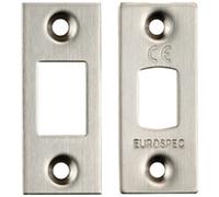 Loops Forend Strike & Fixing Pack - Suitable for Tubular Deadbolt - Satin Stainless Steel | Door Lock Furnishings - Forend Plate, Strike Plate and Screws Included
