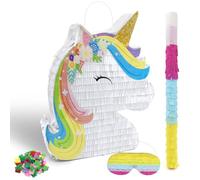 Forenee Unicorn Piñata Party Supplies Piñata Bundle with Blindfold and Bat for Girls Kids Unicorn Theme Birthday Party