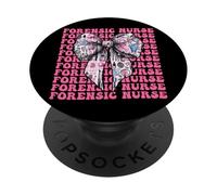 Forensic Nurse Nursing FNE Fingerprint Girl Coquette Bow PopSockets Adhesive PopGrip