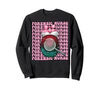 Forensic Nurse Nursing FNE Fingerprint Girl Coquette Bow Sweatshirt