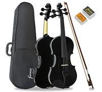 Forenza Uno Series 3/4 Size Violin Outfit for Beginners with Lightweight Hard Case, Wood Bow, Rosin, Steel Core Strings - Black