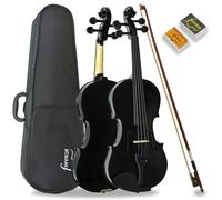 Forenza Uno Series 4/4 Full Size Violin Outfit for Beginners with Lightweight Hard Case, Wood Bow, Rosin, Steel Core Strings - Black