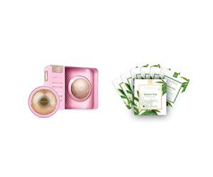FOREO UFO 2 Pearl Pink Supercharged 2-min Full Facial, Warming, Cooling, Advanced Temperature Control & Green Tea UFO Activated Facial Mask for Blemish-Prone Oily Skin, 6 pack, Purifying