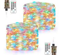 Forepin 2 Pack 18M 150LED Fairy Lights Plug in, Outdoor Fairy Lights Mains Powered Waterproof String Light with Remote Timer, Christmas Tree Lights for Outside Indoor Garden Bedroom Party Camping