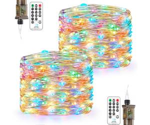 Forepin 2 Pack 18M 150LED Fairy Lights Plug in, Outdoor Fairy Lights Mains Powered Waterproof String Light with Remote Timer, Christmas Tree Lights for Outside Indoor Garden Bedroom Party Camping