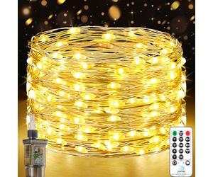 Forepin Fairy Lights Mains Powered, 18M 150LED Fairy Lights Plug in Outdoor Waterproof String Light with Remote Timer, Christmas Lights Indoor for Outside Garden Tree Party Wedding Decorations