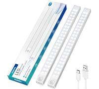 Forepin Motion Sensor Lights Indoor, 88LEDs 30cm Under Cabinet Kitchen Lights, 2000mAh Battery USB-C Rechargeable Cupboard 3 Modes Wardrobe for Stairs Bedroom Hallway, 2pcs