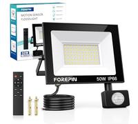 Forepin Security Lights Outdoor Motion Sensor, PIR Sensor Outdoor Wall Light with Remote Control, 50W 4500 Lumen IP66 Waterproof Floodlights Mains Powered for Outdoor, Driveway, Garden