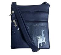 Fores Collection Cat Appliqué Crossbody Bag - Navy With Grey Cat