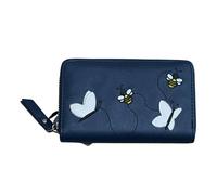 Fores Collection Embroidered Bee & Butterflies Ladies Purse - Dark Blue