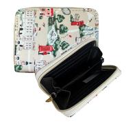 Fores Collection London Themed Zip-Around Purse with Crown Zip Pull - Cream