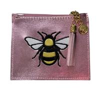 Fores Collection Metallic Embroidered Bee Coin, Card & ID Window Purse - Pink