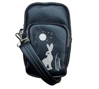 Fores Collection Moonlit Warren 3-Zip Crossbody Bag - Rabbit & Moon Appliqué - - Black
