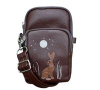 Fores Collection Moonlit Warren 3-Zip Crossbody Bag - Rabbit & Moon Appliqué - - Chocolate