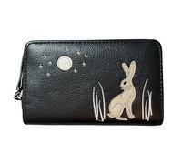 Fores Collection Moonlit Warren Rabbit & Moon Zip-Around Purse - Black