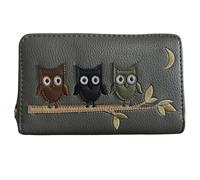 Fores Collection Owl Design Concertina Zip Around Purse - Dark Grey