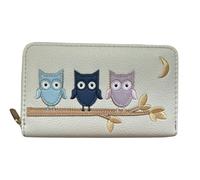 Fores Collection Owl Design Concertina Zip Around Purse - Grey