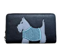 Fores Collection Scottie Dog Zip Around Purse - Women’s Faux Leather Concertina Wallet - Black
