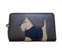Fores Collection Scottie Dog Zip Around Purse - Women’s Faux Leather Concertina Wallet - Chocolate