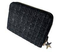 Fores Collection Sparkle Star Zip-Around Purse - Soft Touch Glitter Finish - Black