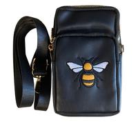 Fores collection Women's Embroidered Bumble Bee 3 Zip Crossbody Phone Bag in Black | Size: Small Fores collection Black Small