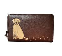Fores collection Women's Embroidered Dog Zip-Around Card & Coin Purse in Chocolate Fores collection Chocolate One Size