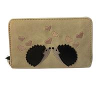 Fores collection Women's Hedgehog Appliqué Faux Suede Concertina Zip Purse in Stone Fores collection Stone One Size