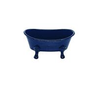Foreside Home and Garden Blue Enamel Bathtub Soap Dish, Metal