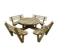 Forest Circular Wooden Garden Picnic Table with Seat Backs 8x8 (2.4x2.4m)