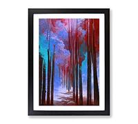 Forest Abstract No.6 Framed Print | A2 Black Framed Wall Art | Ready to Hang | Abstract Landscape Picture | Living Room Bedroom Lounge Office