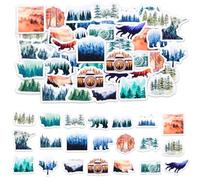 Forest Adventure Stickers - 46 Mini Nature Stickers for Water Bottles, Laptops & Scrapbooks - Trees & Animals Theme