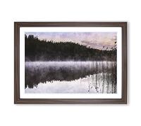 Forest and Lake in Sweden Painting Framed Print | A2 Walnut Framed Wall Art | Ready to Hang | Modern Landscape Picture | Living Room Bedroom Lounge Office
