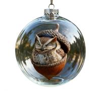 Forest Animal Acorn Decoration with Christmas Ball, 3D Acrylic Animal Cozy Forest Christmas Hanging Ornaments, Creature Woodland Xmas Ornament for Home Party Decor Animals Lovers Gifts (Color A 1pcs)