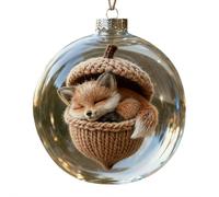 Forest Animal Acorn Decoration with Christmas Ball, 3D Acrylic Animal Cozy Forest Christmas Hanging Ornaments, Creature Woodland Xmas Ornament for Home Party Decor Animals Lovers Gifts (Color F 1pcs)