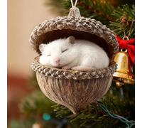 Forest Animal Acorn Ornaments, 10cm/4 In Acorn Animal Christmas Decorations, Cute Animals in Pine Cone Hanging Decoration, Cozy Forest Christmas Ornaments, for Nature Lovers Gifts (A)