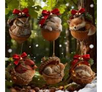 forest animal acorn ornaments, 2026 New Rustic Pine Cone Animal Decorations, Woodland Forest-Themed Christmas Tree Ornaments for Home Holiday Decor, Cozy Nature-Inspired Acorn Animals Figurines