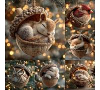 Forest Animal Acorn Ornaments, 2D Acrylic Cute ForestAnimal Christmas Trees Hanging Decorations, 2026 New Pine Cone Animal Decoration, Cozy Forest Christmas Ornaments, Rustic Nature-Themed Home Decor