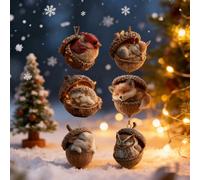 Forest Animal Acorn Ornaments Acorn Dreams Cozy Forest Christmas Animal Ornaments, 2D Woodland Creatures Christmas Ornament, Xmas Holiday Decorations Acrylic Hanging Décor(Mix)