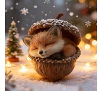 Forest Animal Acorn Ornaments Acorn Dreams Cozy Forest Christmas Animal Ornaments, 2D Woodland Creatures Christmas Ornament, Xmas Holiday Decorations Acrylic Hanging Décor(C)