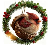 Forest Animal Acorn Ornaments Acorn Dreams Cozy Forest Christmas Animal Ornaments, 2D Woodland Creatures Christmas Ornament, Xmas Holiday Decorations Acrylic Hanging Décor(E)