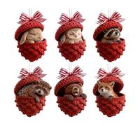 Forest Animal Acorn Ornaments, Animal Christmas Tree Decorations, 2D Acrylic Festive Rustic Christmas Tree Pendant Decor For Mantel Windowsill Wall Living Room Bedroom Cafe Restaurant Party