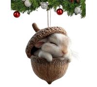 Forest Animal Acorn Ornaments - Bird/foxes/owl/squirrel/rabbit/hedgehog Decor, 2D Acrylic Hanging Woodland Ornament, Nature-Themed Home Decor for Animal Lovers (D)